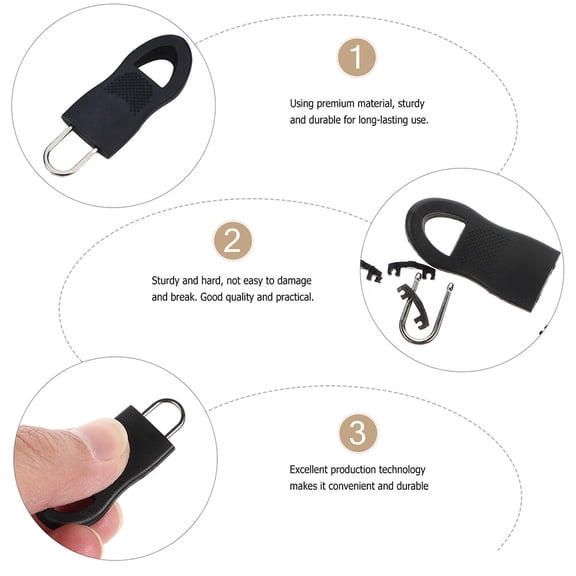 AURARMLET Detachable Zipper Pulls Black Durable for Clothing Bags DIY Projects 24Pcs