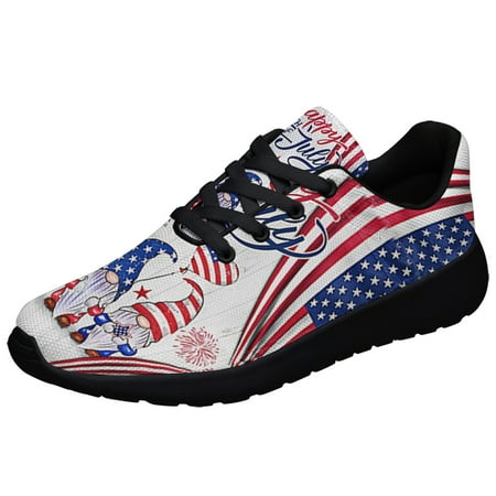 

Patriotic Sneakers Gnomes Happy 4th Of July Print Shoes Lightweight Comfortable Running Shoes for Men Women Black Size 10.5