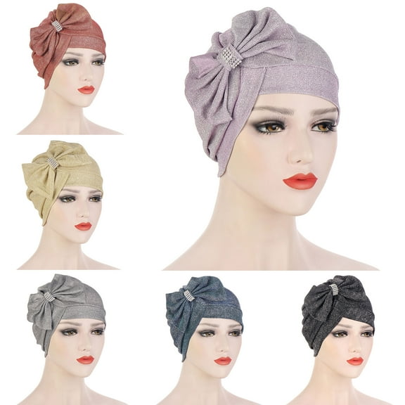 GROFRY Head Cap Multicolor Elastic Polyester Forehead Cross Large Bow Head Wrap for Women