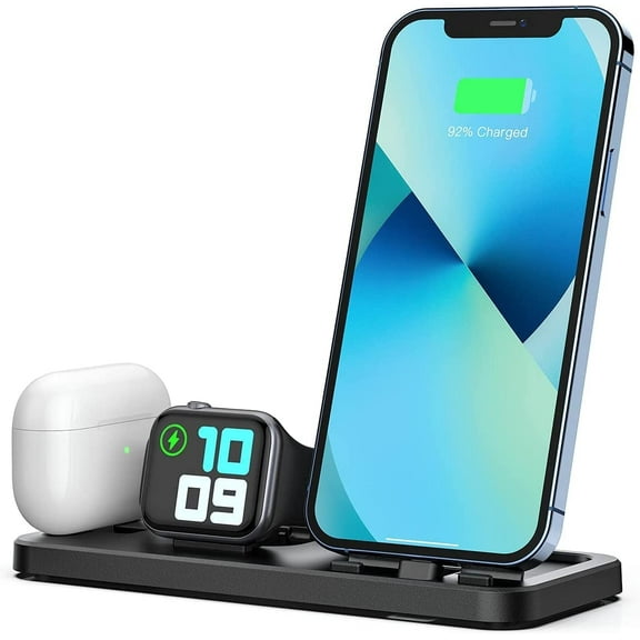 Wireless Charger,Portable 3 in 1 Charging Station for Apple Devices Foldable Charger Station for Apple Watch 7/6/SE/5/4/3/2/1 , iPhone AirPods Pro3/2/1 Valentine's Day gift