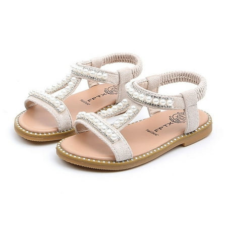 

〖Roliyen〗Toddler Shoes Baby Infant Kids Shoes Single Girls Sandals Toddler Princess Pearl Crystal Roman Baby Shoes