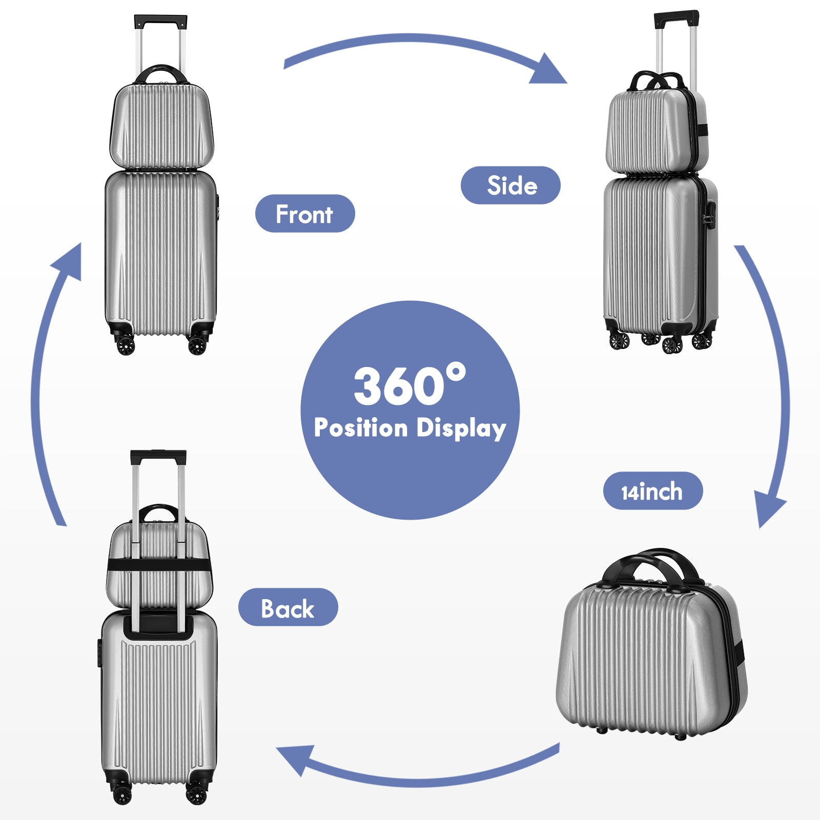 20 Inch Carry On Suitcase Lightweight with 14in case