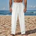thumbnail image 4 of Sweatpants for Men 2025 Loose Fit Straight Leg Drawstring Workout Joggers with Pockets Mens Casual Pants Trousers, 4 of 5
