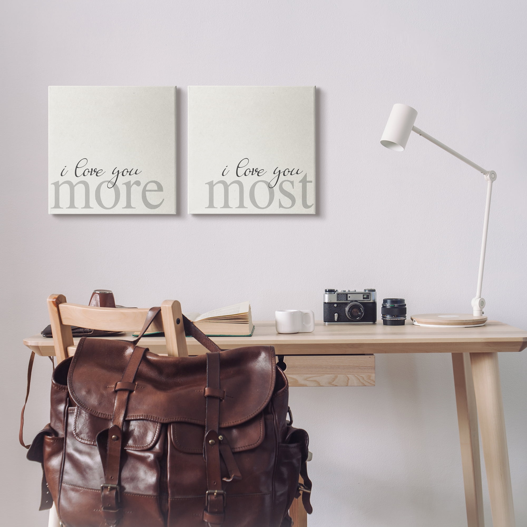 Stupell Industries I Love You More Most Romantic Sentiment Typography Graphic Art Gallery Wrapped Canvas Print Wall Art, Set of 2, Design by Daphne Polselli
