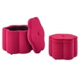 thumbnail image 2 of Aukfa 24" Set of 2 Round Storage Ottomans, Flower-Shaped Nesting Pouf Footrest Stools for Living Room, Bedroom, Dorm, Rose, 2 of 8