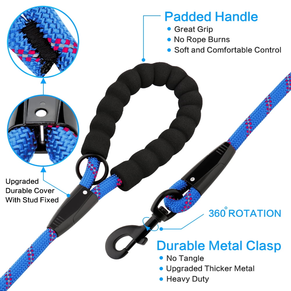 Plutus Pet Long Rope Dog Leash, Heavy Duty, Reflective, With Comfortable Padded Handle, 15FT 20FT 30FT Dog Training Leash for Small Medium Large Dogs (50FT, Royal Blue)