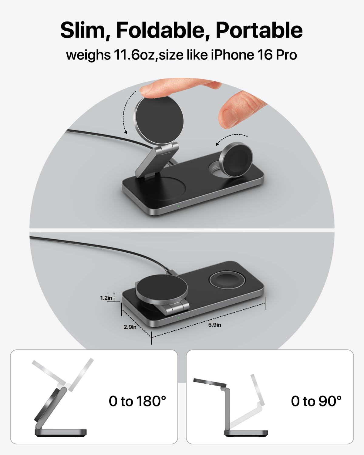 GATATOL 3-in-1 Magnetic Foldable Wireless Charging Station photo 7