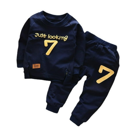 

Tracksuit For Toddler Boys Set 2 Piece Joggers Spring And Autumn Round Collar Alphanumeric 7 Printed Set For Baby Boys And Girls Casual Two Piece Set