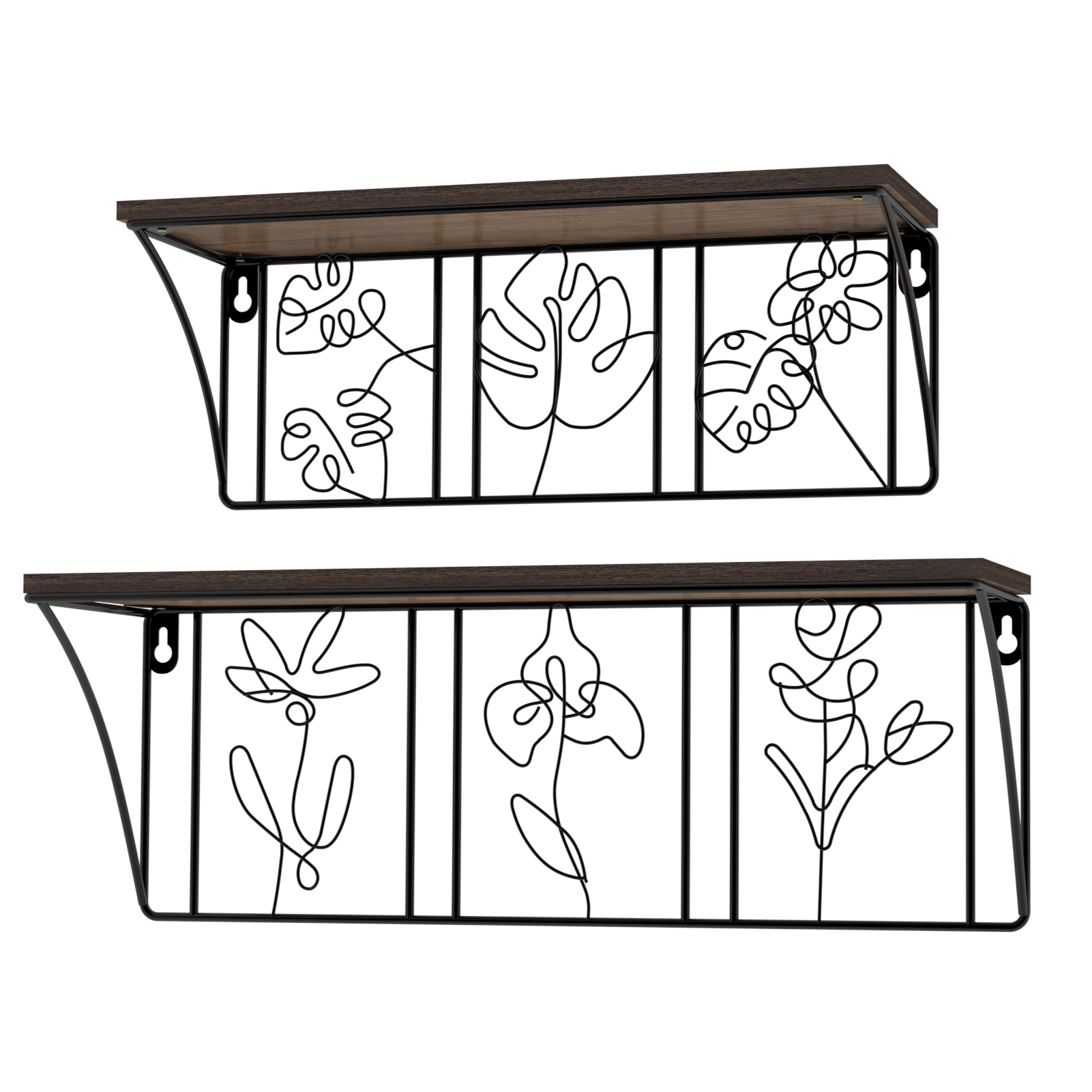 Wall Shelf, 2 Packs Brown Floating Wall Shelves for Bedroom Bathroom