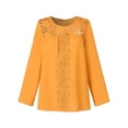 thumbnail image 3 of QAFOPEH Women Lace Spliced Crewneck Long Sleeve Hollow Out Tee Top, 3 of 4