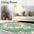 thumbnail image 2 of ODIKA 2'x3' Machine Washable Non-Slip Area Rug, Distressed Damask Design with Elegant Scrollwork Details High Traffic Rug with Pad, Green, 551547, 2 of 8