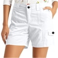 thumbnail image 2 of Taqqpue Cargo Shorts for Women, Elastic High Waist 6 Pockets Shorts Solid Color Summer Shorts for Women Casual, 2 of 10