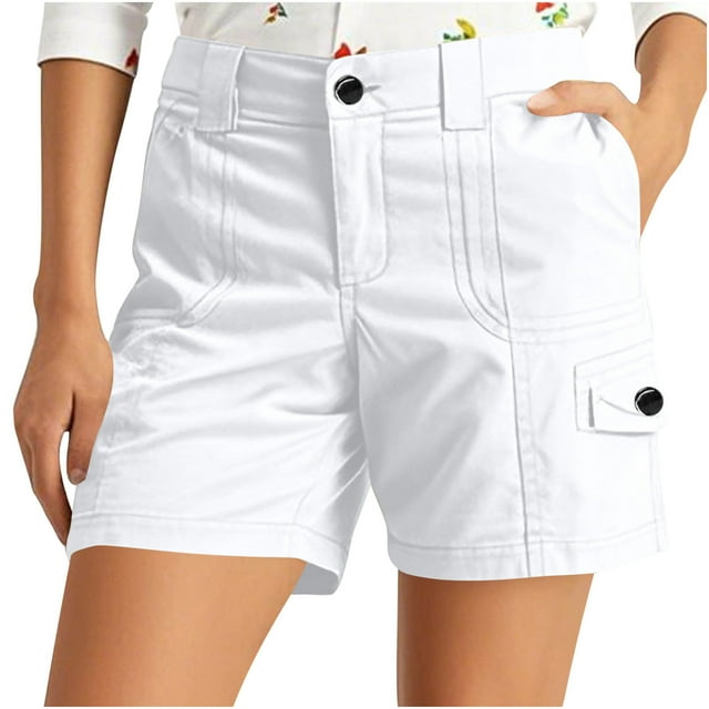 Soki Women's Mid-Rise Slim-Fit 5 Inch Inseam Khaki Short