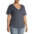 thumbnail image 6 of Terra & Sky Women's Plus Size Short Sleeve V-Neck T-Shirt, 6 of 11