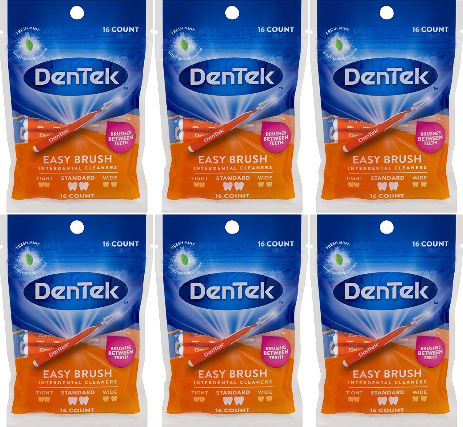 DenTek Easy Brush Standard Interdental Cleaners, Mint 16 ea Walmart