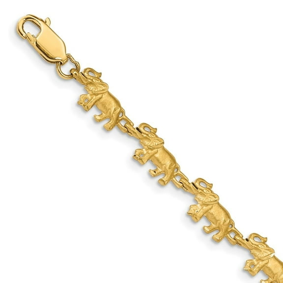 Auriga Fine Jewelry 14K Yellow Gold Elephant Bracelet 7 inch for Women
