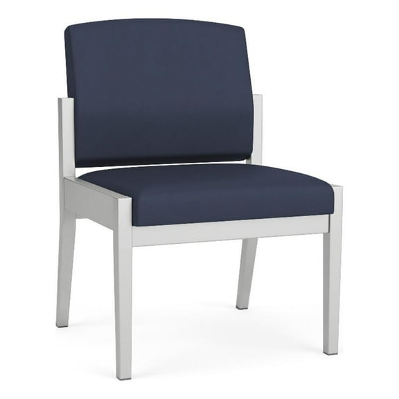 Amherst Steel Reception Waiting Armless Guest Chair / Silver Steel / Blue