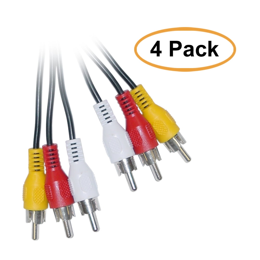 C&E RCA Audio/Video Cable, 3 RCA Male, 50 Feet, 4 Pack