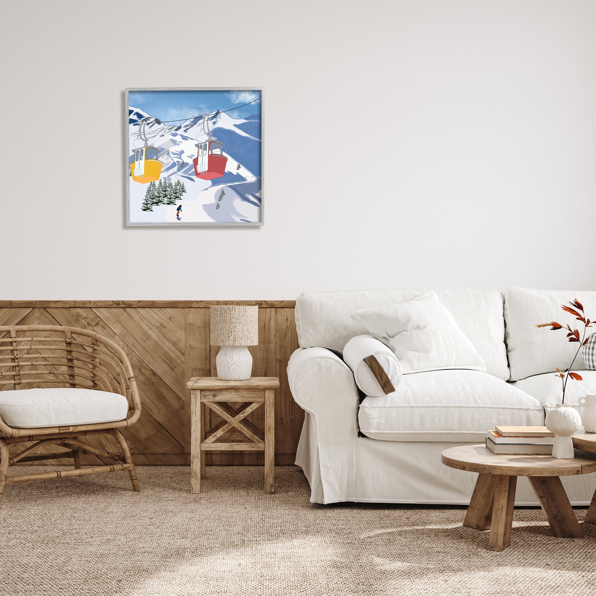 Stupell Industries Ski Life Shuttle Snowy Mountain Landscape Snowboard Athlete, 24 x 24, Design by Ashley Singleton