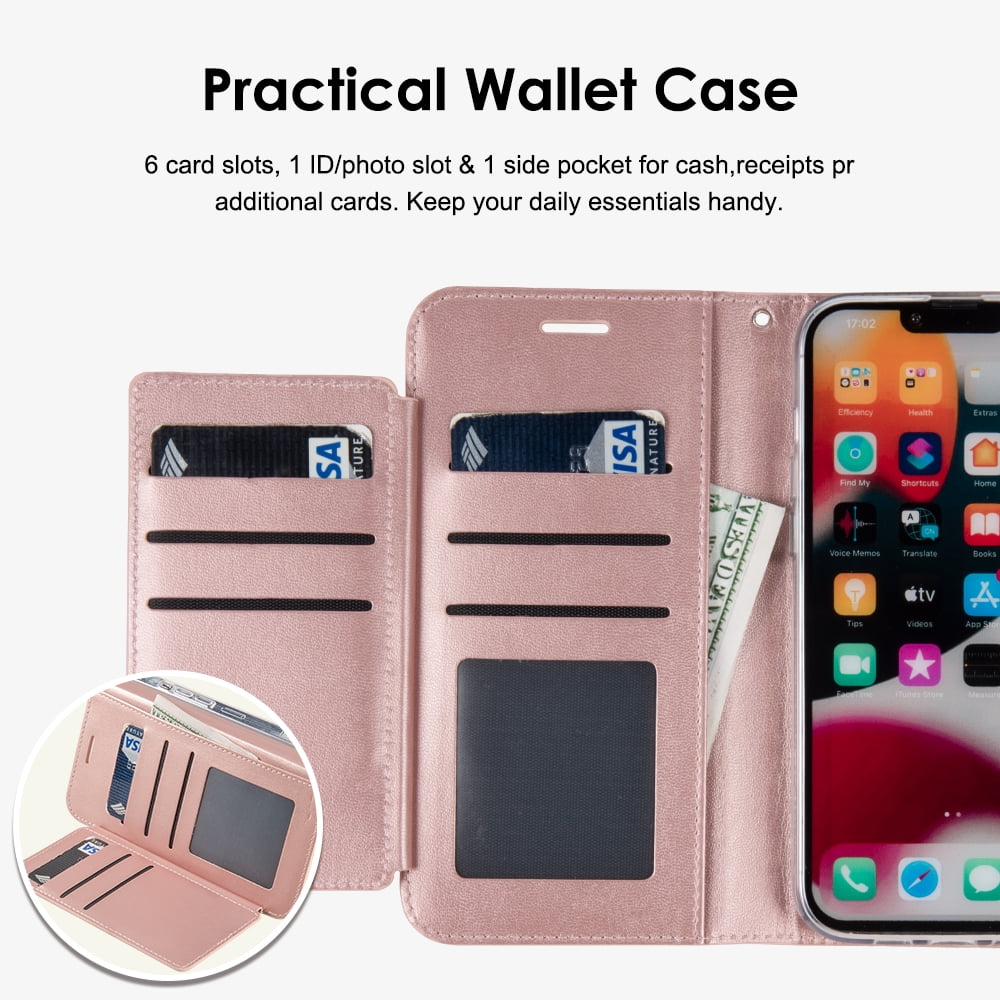 Xpression for Apple iPhone 14 Plus (6.7 inch) Premium Fabric Wallet Case 6 Credit Card Slot ID Cash Storage Carrying Pouch Folio Flip Stand Phone Case Cover by