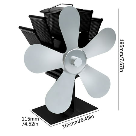 

BLNVKOP Stove Fan Wood Stove Fan Fireplace Fan Heat-powered Fan With 5 Blades-Sliver