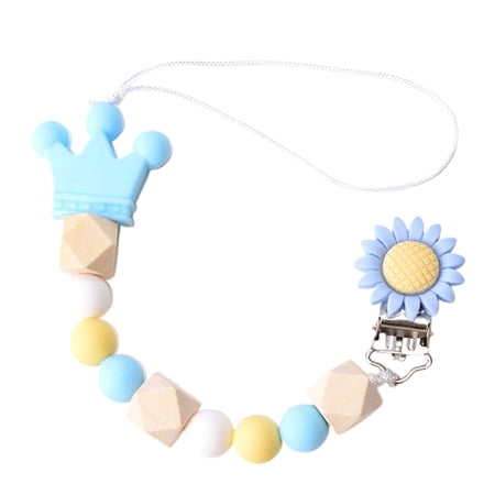 TELOLY Pacifier Clip Moderate Length Pacifier Holder High Temperature Resistance Exquisite Packaging Pacifiers,Blue
