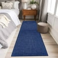 thumbnail image 5 of Vintage Navy Blue Large Area Rugs for Bedroom Living Room, Soft Non Slip Carpet Bedside Rug, Farmhouse Retro Dark Solid Color Linen Texture Rectangular Floor Cover Kitchen Accent Rug 2'x6' for Office, 5 of 9