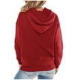 thumbnail image 5 of IROINNID Women's Long Sleeve Hoodie Mid-Length Solid Color Stylish Sweatshirt Pullover, Wine, 5 of 6
