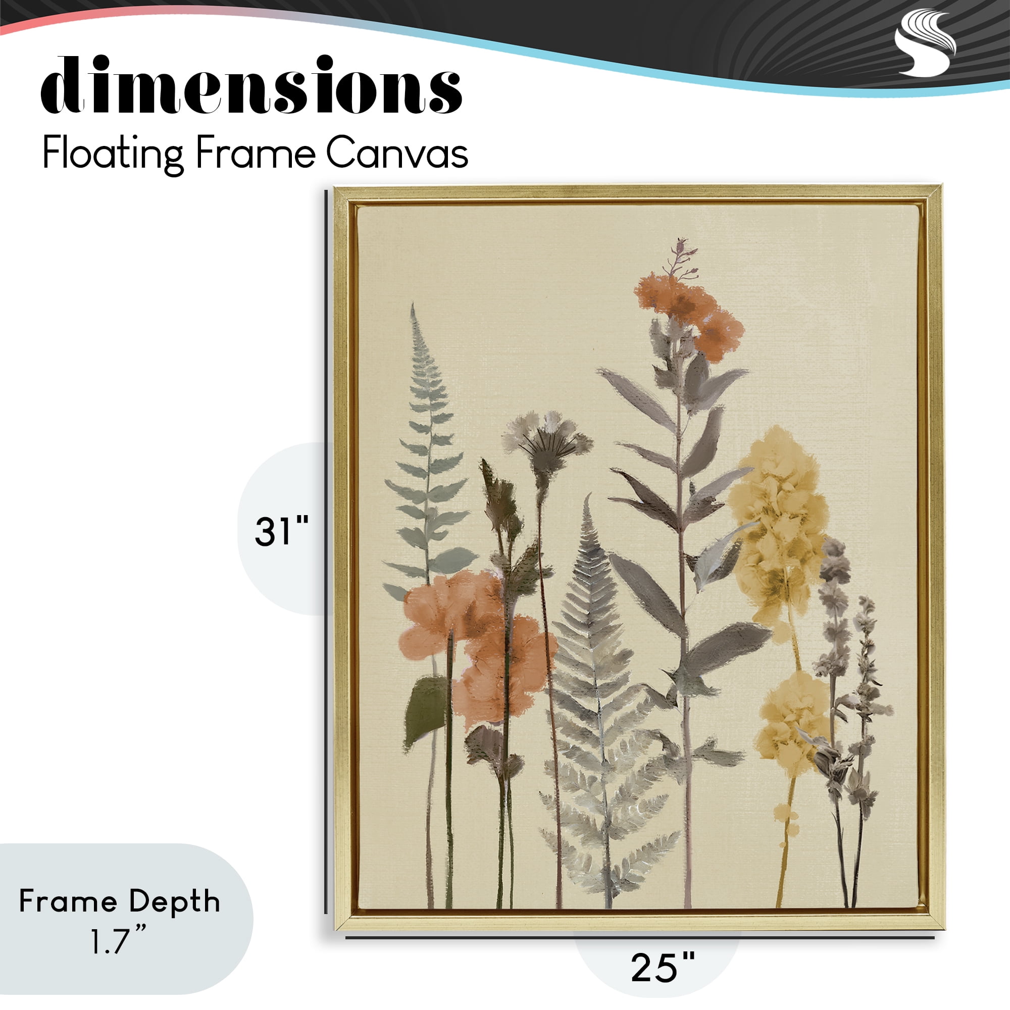 Stupell Industries Fall Botanicals Fresh Ferns Gold Framed Floater Canvas Wall Art, design by Elizabeth Medley