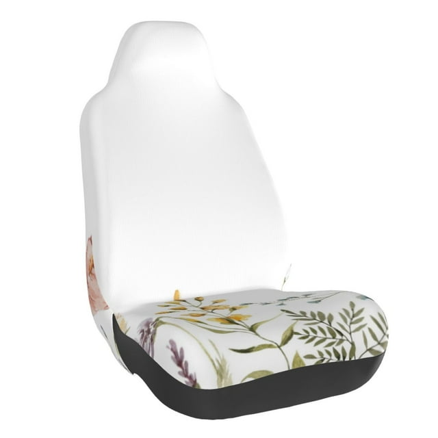 Wukai Watercolor Floral Full Set Car Seat Covers with Soft Padding Universal Auto Front Seats Protector and Cushion Mat