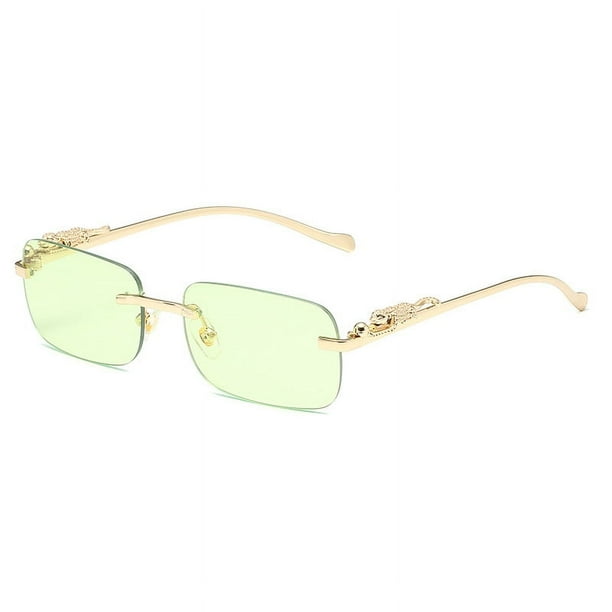 Gafas de sol cuadradas decorativas sin marco de color para hombres y mujeres, gafas de sol retro de metal