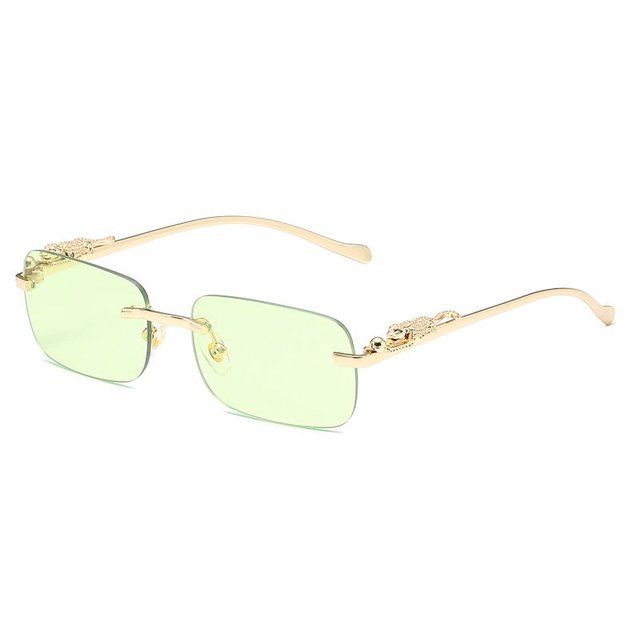 Gafas de sol cuadradas decorativas sin marco de color para hombres y mujeres, gafas de sol retro de metal