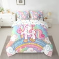 thumbnail image 2 of Feelyou Girls Cute Unicorn Twin Bedding Sets 7pcs, Kawaii Rainbow Galaxy Bedding Comforter Set, Cartoon Clouds Stars Sheet Sets, Blue Room Decor, 2 of 8