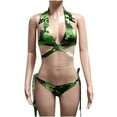 thumbnail image 4 of Traje de baño de 2 piezas para mujer, trajes de baño para mujer, traje de baño casual de estilo playero estampado de moda para mujer, conjunto de traje de baño de tres piezas con abertura para mujer,, 4 of 5