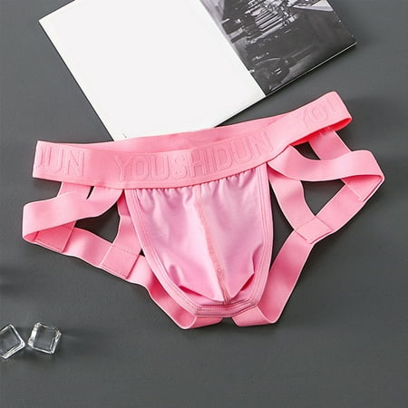 

Juebong Men s Underwear Deals Clearance Under $5 Men Casual Hollow-carved Design Sexy Double Thong Panties Hip Lift Low Waist Underwear Pants Pink XXL