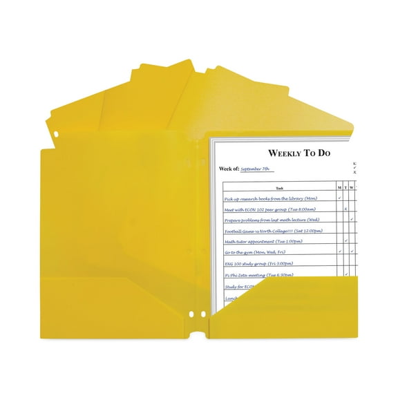 C-Line Two-Pocket Heavyweight Poly Portfolio Folder 11 x 8.5 Yellow 25/Box 33936
