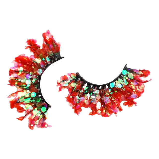 Decodeary 2 Pcs Style de Vacances avec Cils Pailletés avec Paillettes Professionnel Q-40
