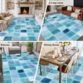 thumbnail image 6 of Blue Lattice Washable Living Room Rugs 5'x8', Summer Watercolor Square Ocean Low Pile Throw Large Area Rug Non-Slip Sturdy Edge Binding Carpet for Living Room Kitchen Office, 6 of 9