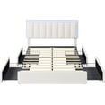 thumbnail image 4 of LED Upholstered Bed Frame Full Size with Adjustable Headboard&Charging Station&LED Lights,Modern Faux Leather Platform Bed Frame with 4 Storage Drawers, No Box Spring Needed,White, 4 of 11