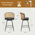 thumbnail image 4 of Foreate Cane & PU Swivel Barstools Set of 2, 26" Seat Counter Height w/ Rattan Mid-Back Metal Legs, Upholstered Leather Modern Armless Bar Stools Chairs for Kitchen Island Pub, 4 of 12