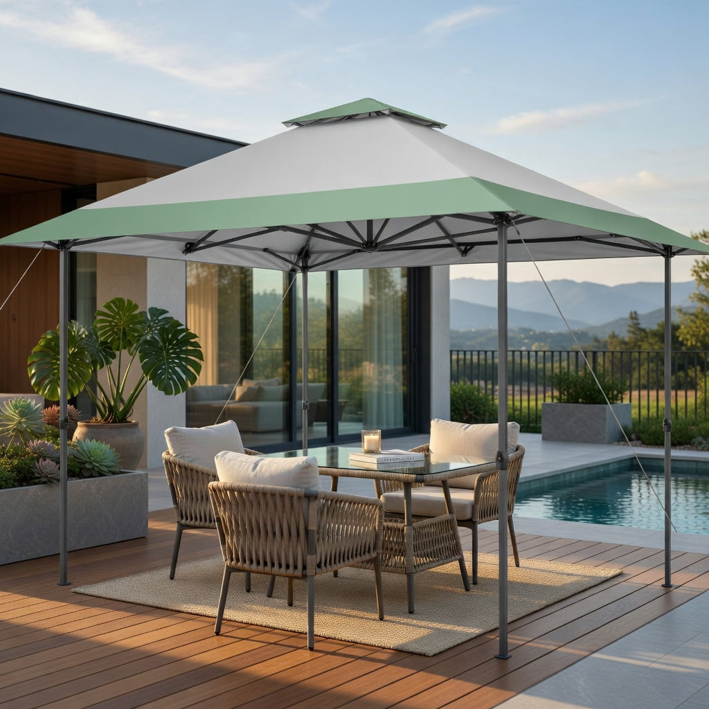 Resenkos 13 x 13 Feet Pop-Up Patio Canopy Tent with Shelter and Wheeled Bag-Gray, Outdoor Gazebo Wedding Party Tent Canopy Tent for Outside Party Waterproof Tent