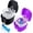 Black & Purple, variant on KALAKALA Black Denture Soaking Container Partial Denture Case, Orthodontic Retainer Cleaning Case Denture Cleaner Container Dentures Teeth Cup with Strainer and Lid Waterproof