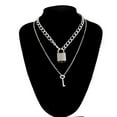 thumbnail image 1 of Grunge Lock Chain Necklace With A Padlock Pendants For Women, 1 of 27