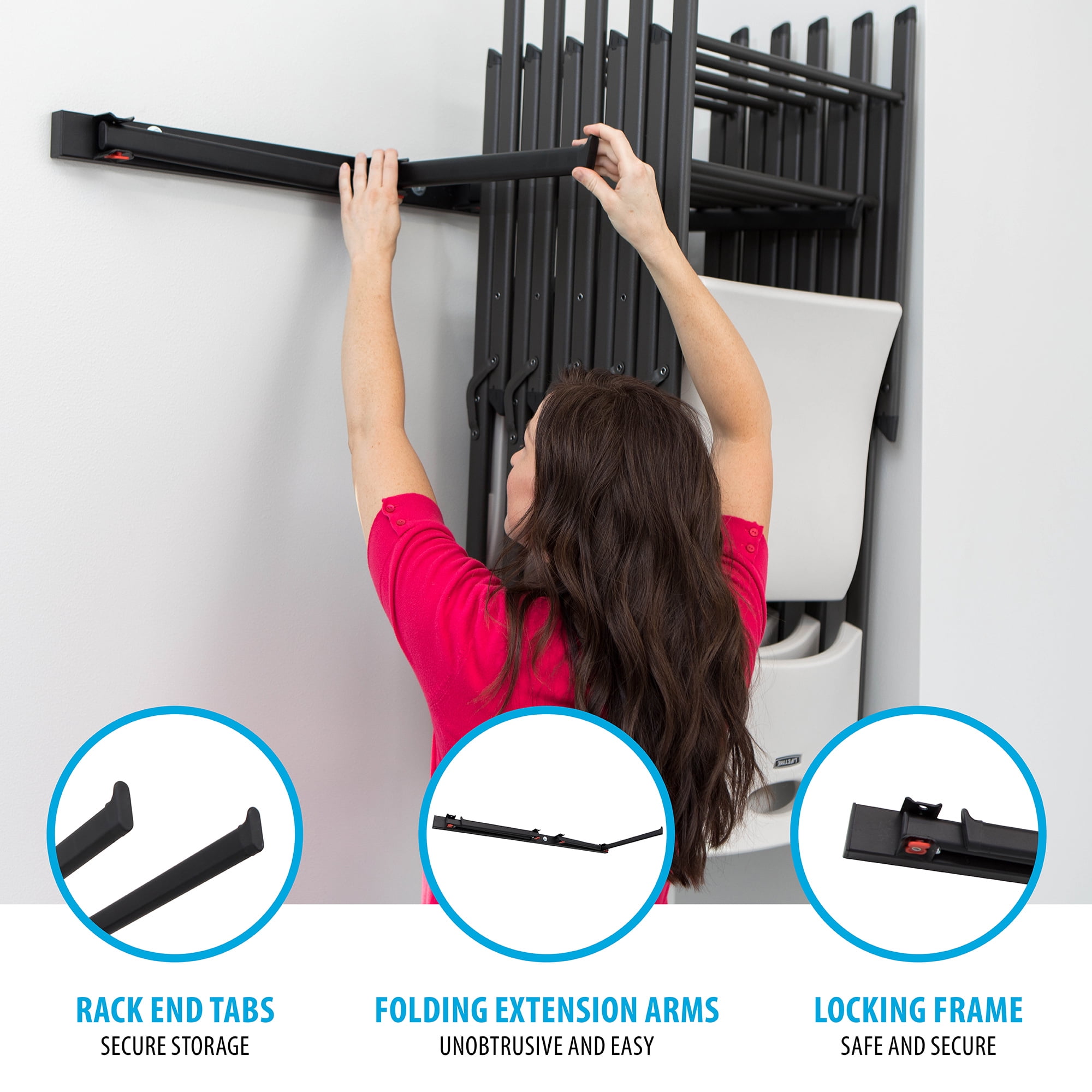 Lifetime Steel Wall-Mounted Chair Rack for up to 10 Folding Chairs (80719)