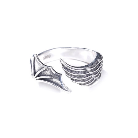 Personalized Vintage Mens Angel and Devil Wings Ring: Adjustable Electroplated Copper Ring