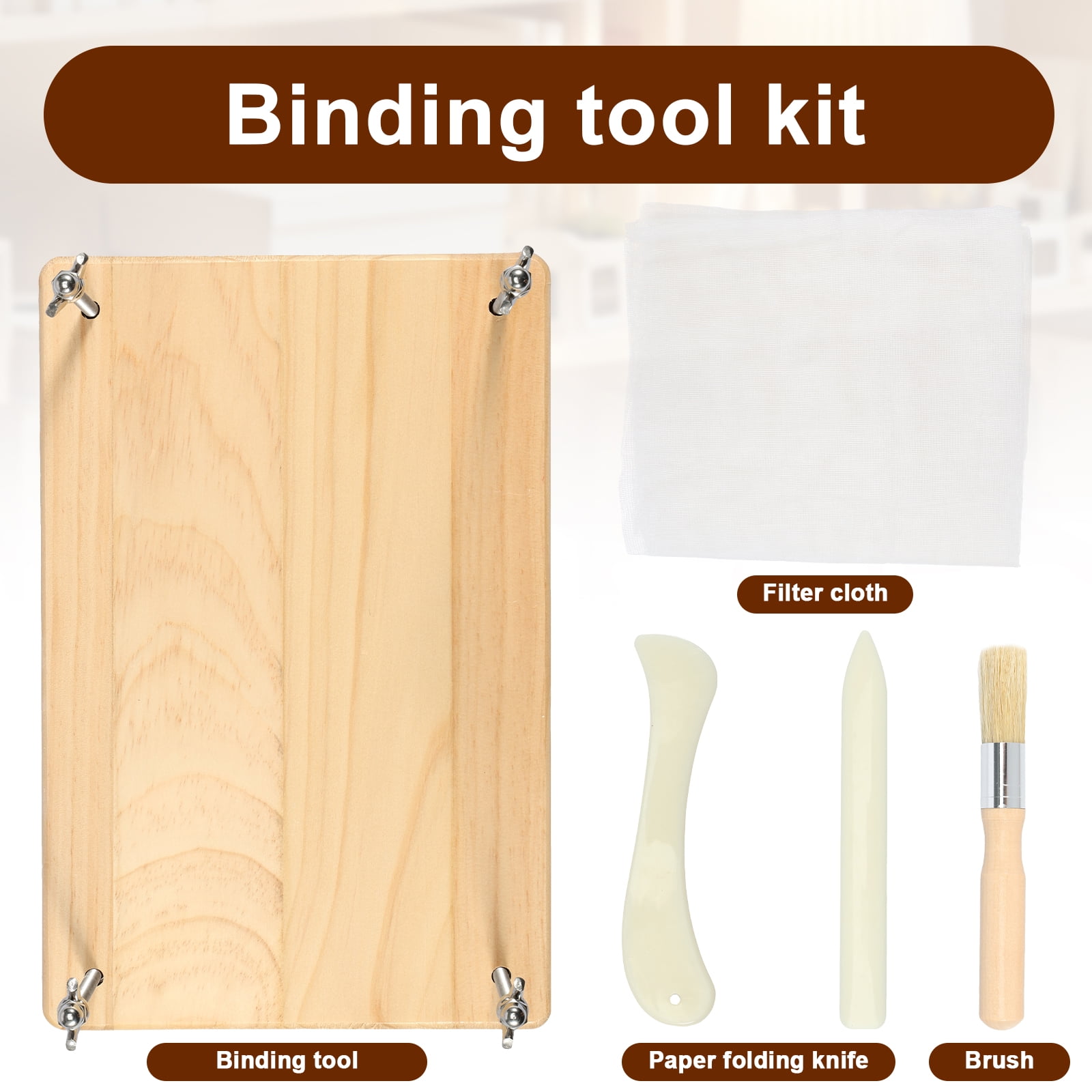Austok Bamboo Wood Book Press Rectangle Book Press Bookbinding Portable Book Binding Press Reusable Book Press Tool Manual Book Binding Kits for Bookbinding Supplies