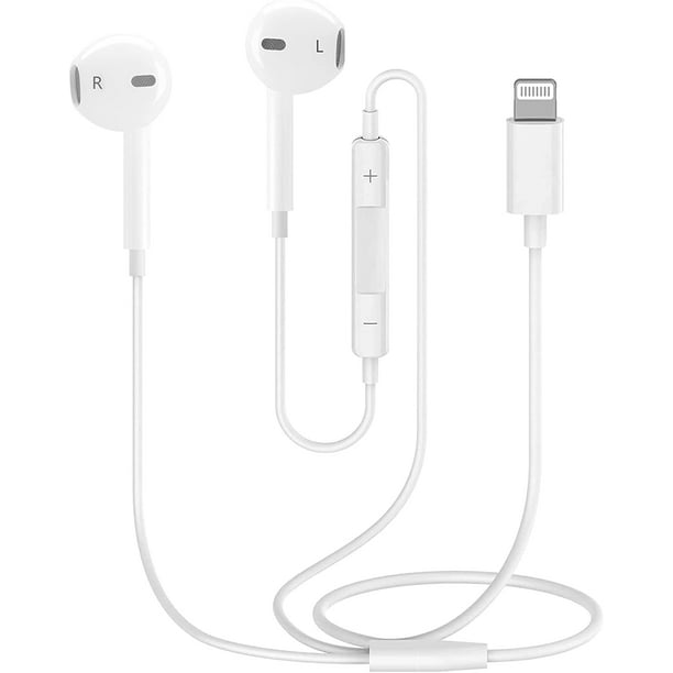 Auriculares con Cable con Conector Lightning, Auriculares de Audio estéreo HiFi con micrófono y Control de Volumen Auriculares Internos compatibles con iPhone 14/13/12/SE/11/X/XR/8/7 iOS