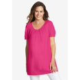 thumbnail image 4 of Woman Within Plus Size Perfect Short-Sleeve Shirred U-Neck Tunic, 4 of 6