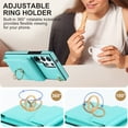 thumbnail image 4 of ELEHOLD for Samsung Galaxy A53 5G, Shockproof PU Leather Case with Rotation Ring Stand Adjustable Shoulder Strap,Card Slots Stand RFID Blocking Protective Case Cover, mint, 4 of 8