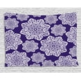 thumbnail image 1 of Navy Blue Decor Tapestry, Floral Lace Graphic Print Snowflake Pattern Round Ornate Circle Batik Art, Wall Hanging for Bedroom Living Room Dorm Decor, 80W X 60L Inches, Blue White, by Ambesonne, 1 of 2